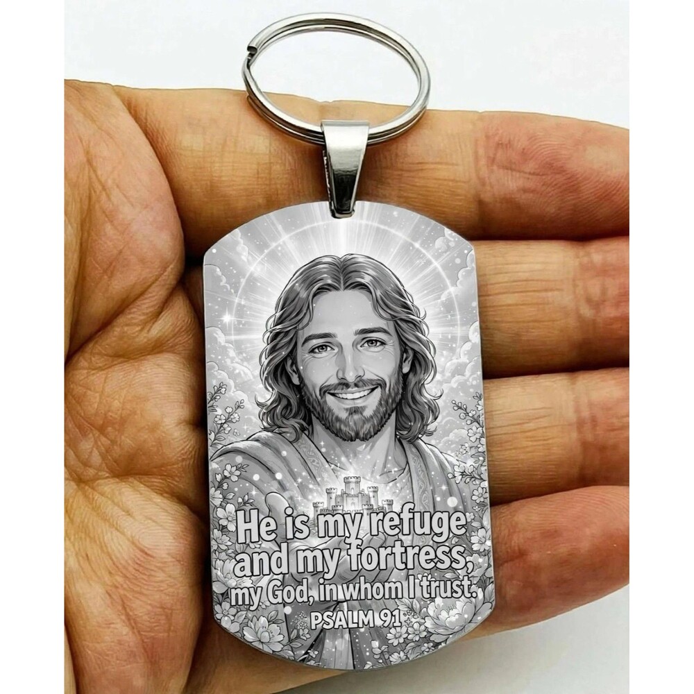 Psalm 91  God Lord Jesus Christ Stainless Keychain Reminder Faith Bless